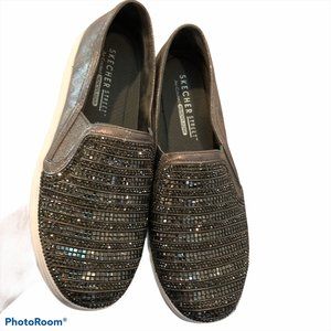 Skechers  SPARKLE platinum mirror platform kicks 7.5